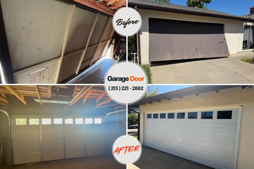 Before and after: garage door repair Andalusia, AL